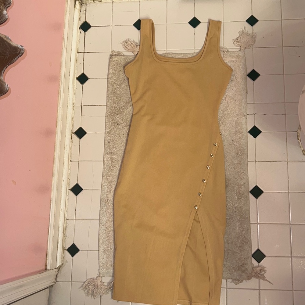 Side Slit nude/tan Dress